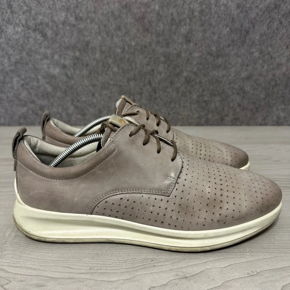ECCO Aquet‎ Sneakers Mens 11 Grey Leather Perforated Lace Up Casual Shoes